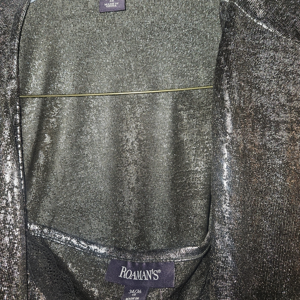 Roaman's Metallic Silver Women's Blazer With Matching Cami And Pants.